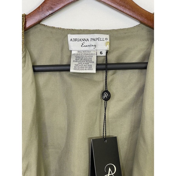 NEW Adrianna Papell Evening Beige Floral Silk Beaded & Sequin Jacket Lined Sz 6 - Picture 7 of 8